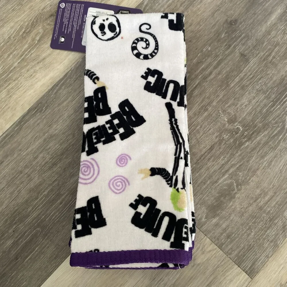 Beetlejuice Halloween White Hand Towels 2 Pack NEW